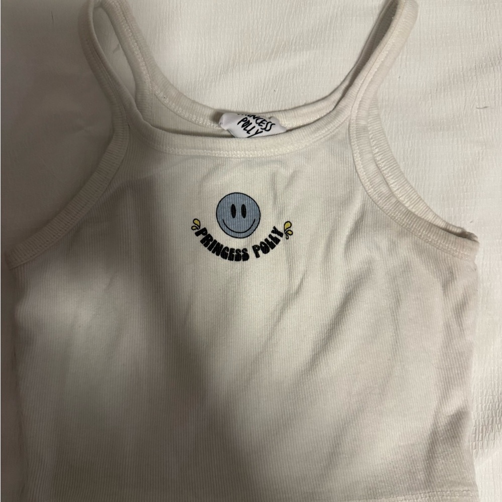 Princess Polly Cream Ribbed Tank